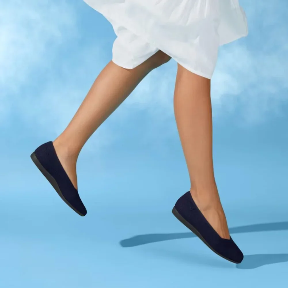 VIVAIA Authentic Square-Toe V-Cut Flats (Margot 2.0) **NEW** Navy EU 39.5 US 8.5 - Picture 3 of 11